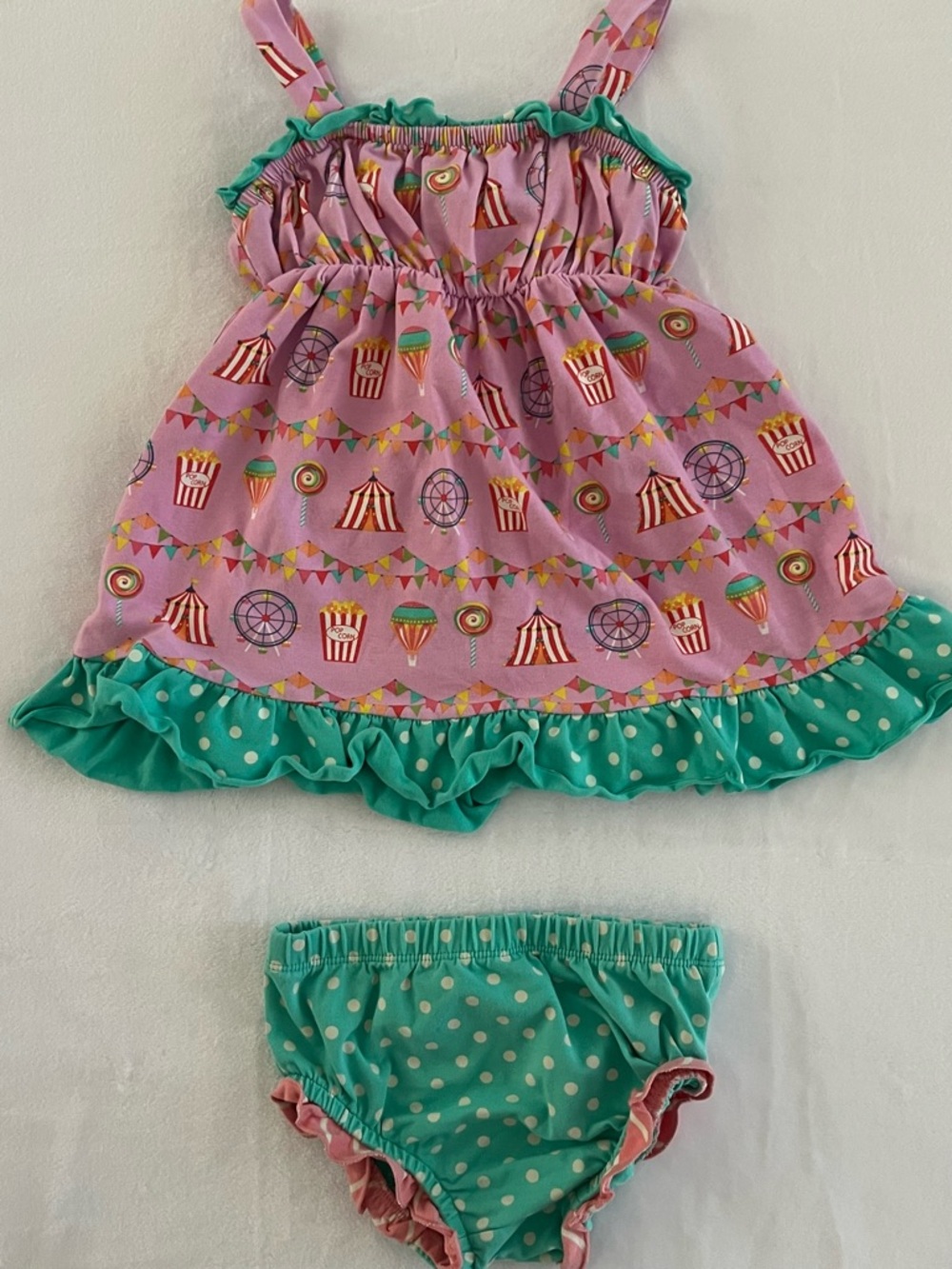 Matilda Jane Teal Circus Set with Polka Dot Ruffle